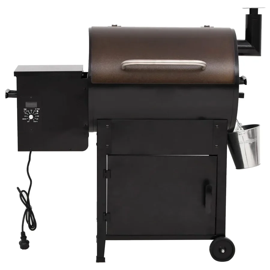 Gril à granulés avec cheminée noir 104 cm fer - 4