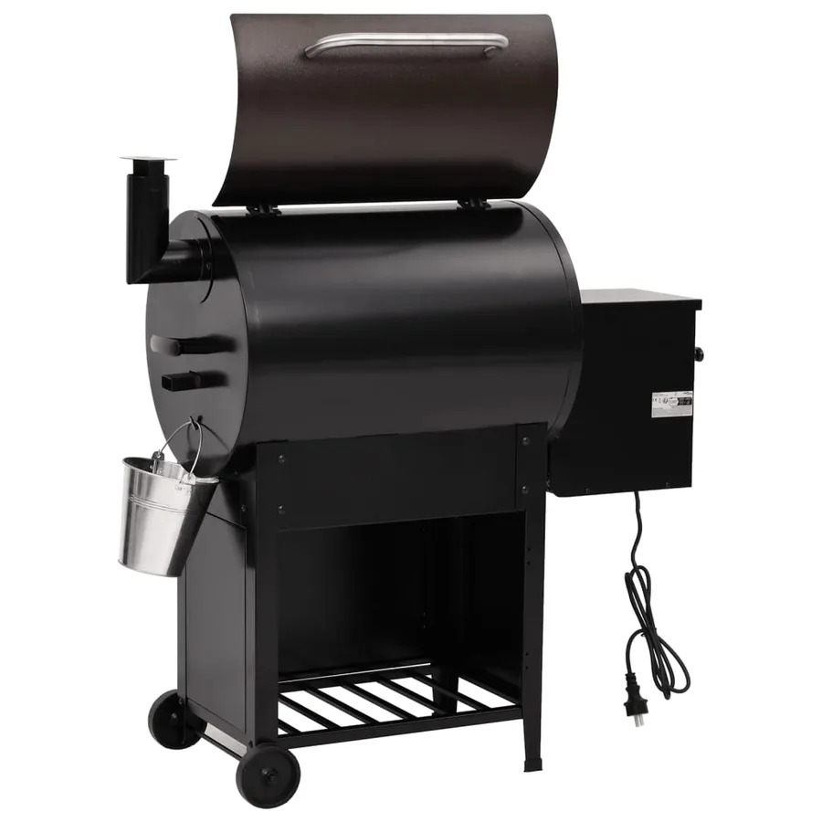 Gril à granulés avec cheminée noir 104 cm fer - 7
