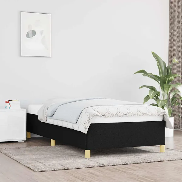 Cadre de lit sans matelas noir 90x200 cm tissu