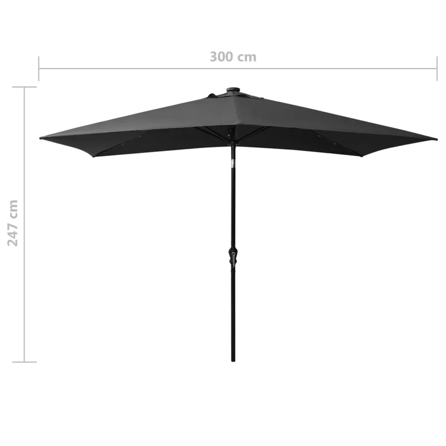 Parasol de jardin avec LED et mât en acier anthracite 2x3 m - 11