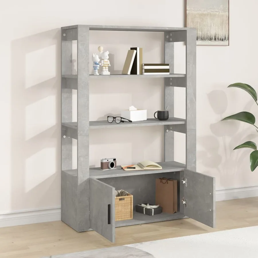 Buffet Gris béton 80x30x119,5 cm Bois d'ingénierie - 3