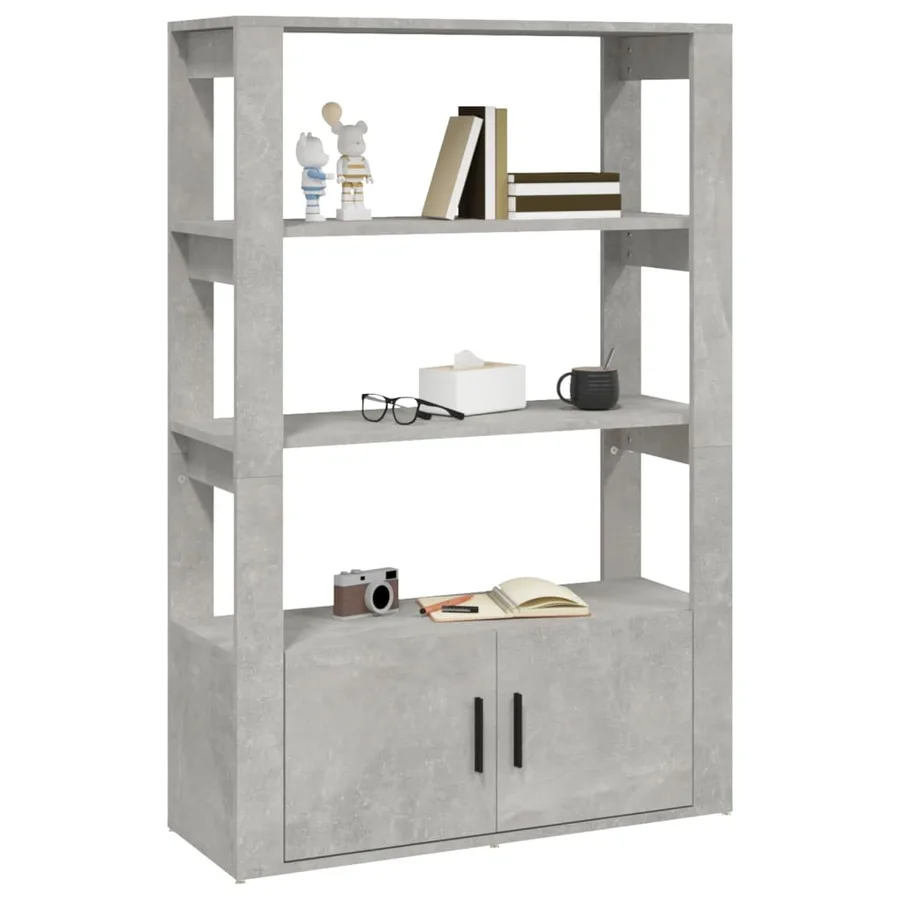 Buffet Gris béton 80x30x119,5 cm Bois d'ingénierie - 4