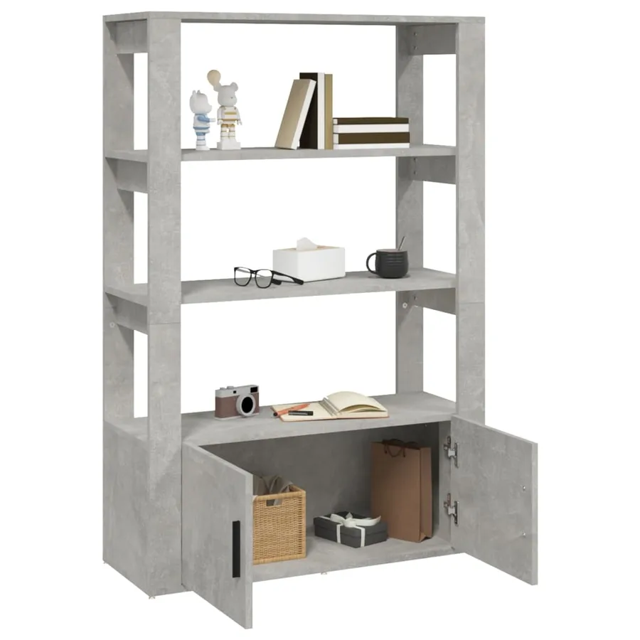 Buffet Gris béton 80x30x119,5 cm Bois d'ingénierie - 5