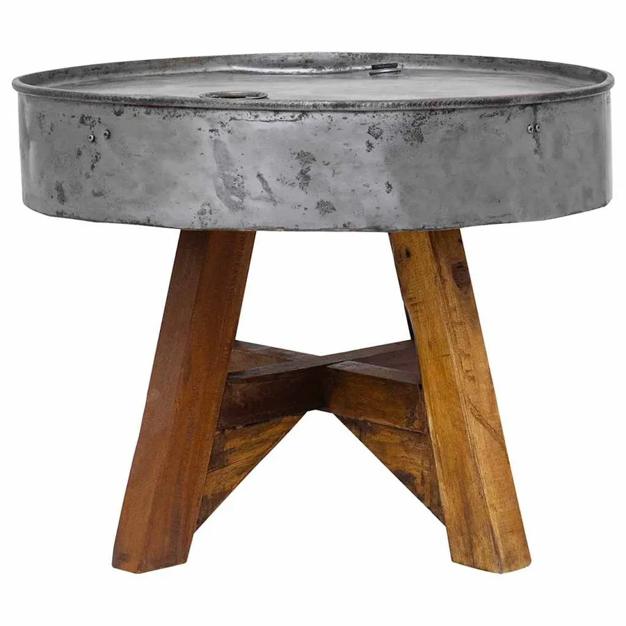 Table basse bois de récupération mélangé 60x45 cm argenté - 2