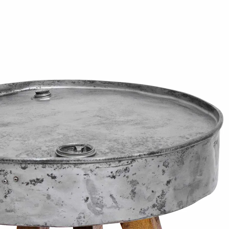 Table basse bois de récupération mélangé 60x45 cm argenté - 4