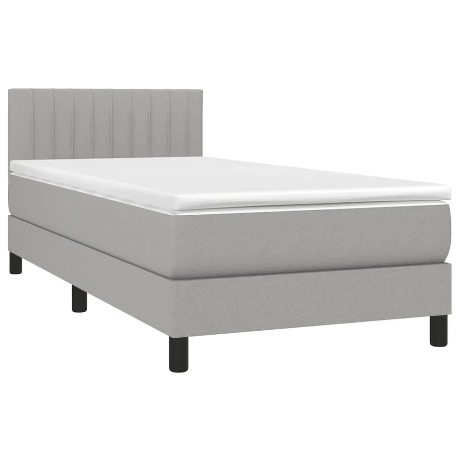 Sommier à lattes de lit avec matelas Gris clair 100x200cm Tissu - 3