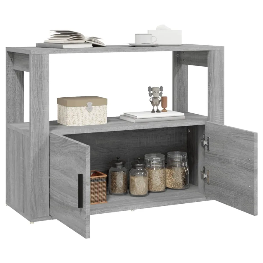 Buffet Sonoma gris 80x30x60 cm Bois d'ingénierie - 4