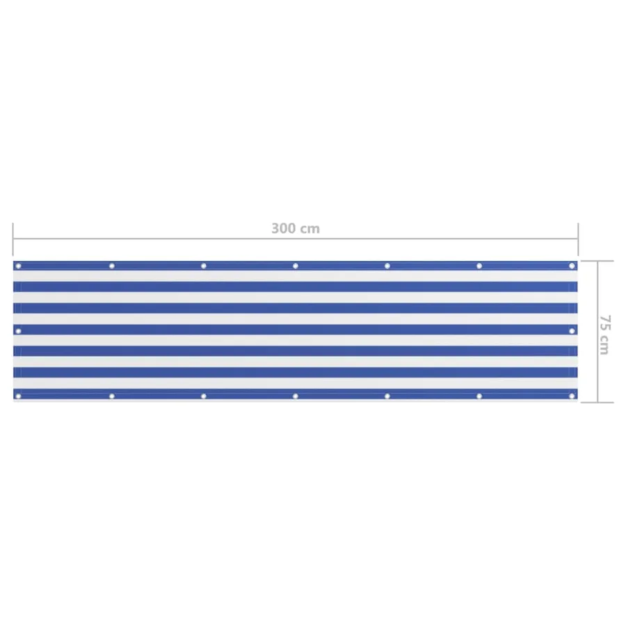 Écran de balcon Blanc et bleu 75x300 cm Tissu Oxford - 5