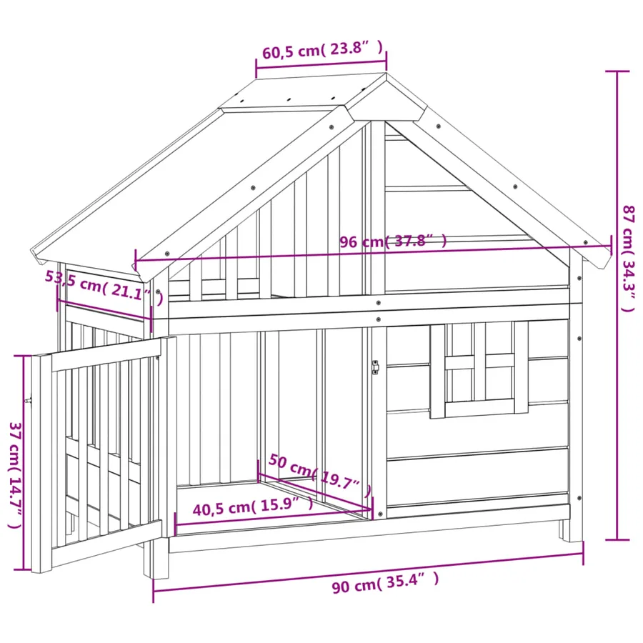 Chenil gris 96x60,5x87 cm bois de pin solide - 8