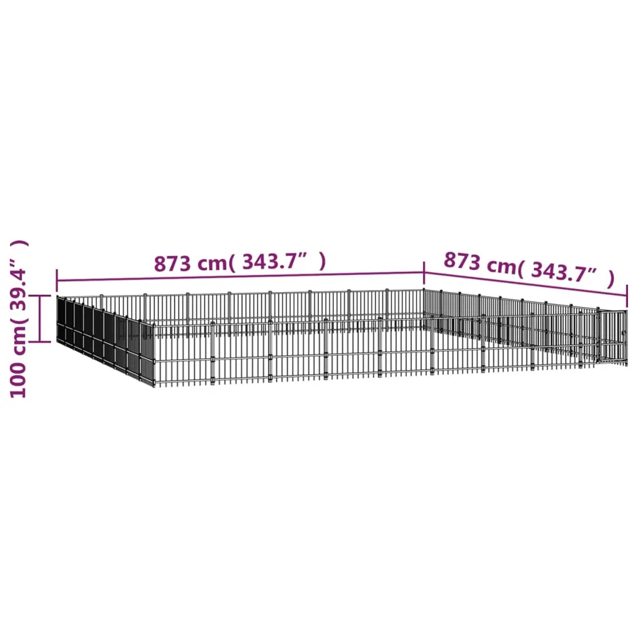 Chenil d'extérieur pour chiens Acier 76,21 m² - 6