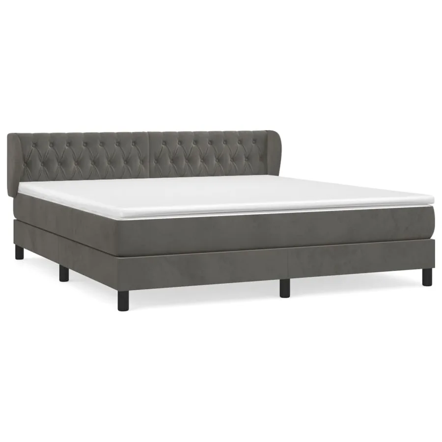 Sommier à lattes de lit et matelas Gris foncé 160x200cm Velours - 2