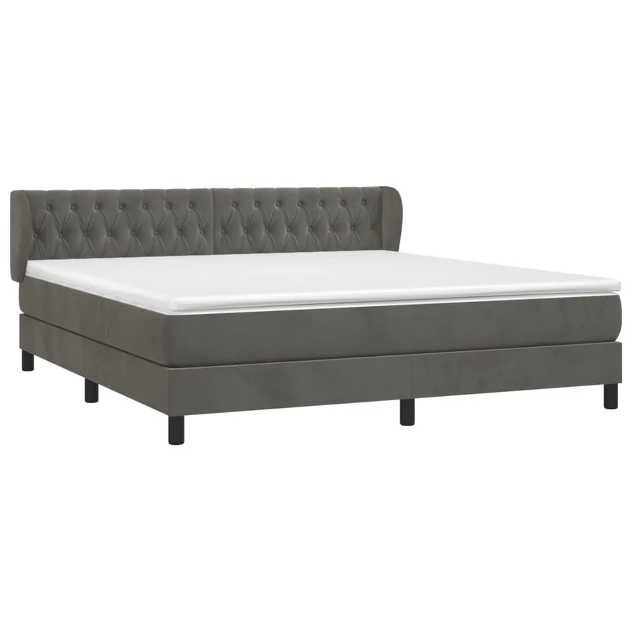 Sommier à lattes de lit et matelas Gris foncé 160x200cm Velours - 3