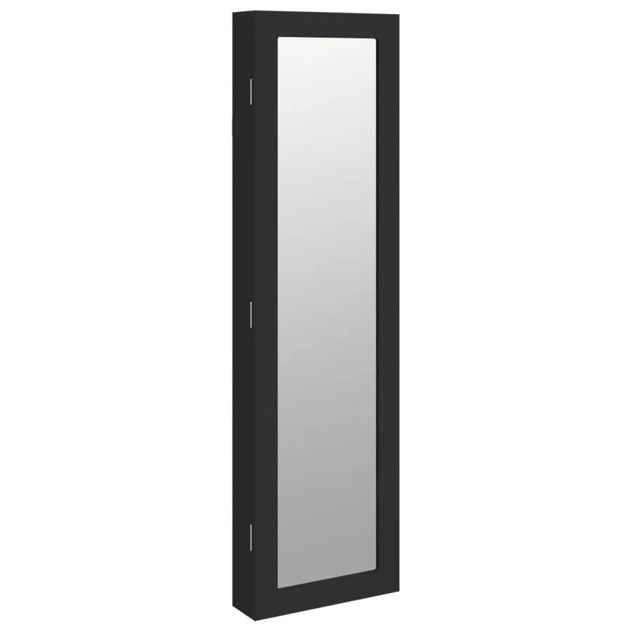 Armoire à bijoux avec miroir murale noir 30x8,5x106 cm - 2