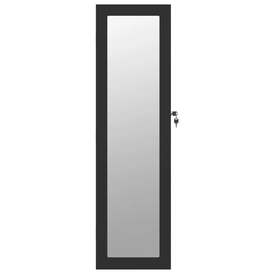Armoire à bijoux avec miroir murale noir 30x8,5x106 cm - 4