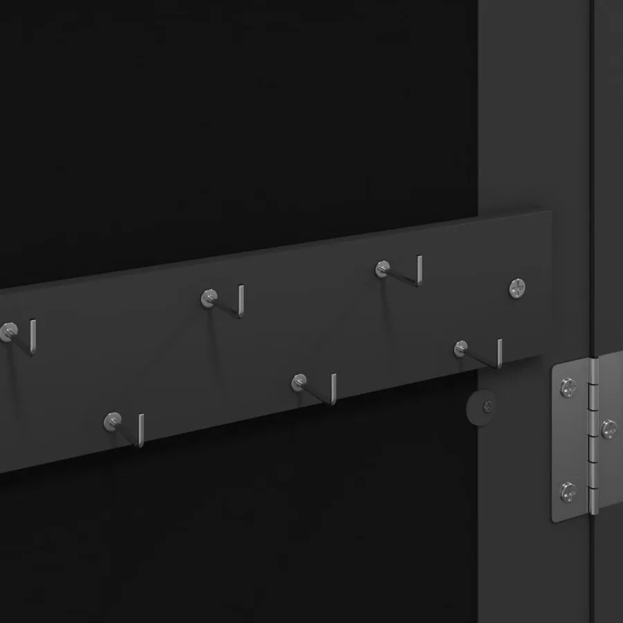 Armoire à bijoux avec miroir murale noir 30x8,5x106 cm - 8