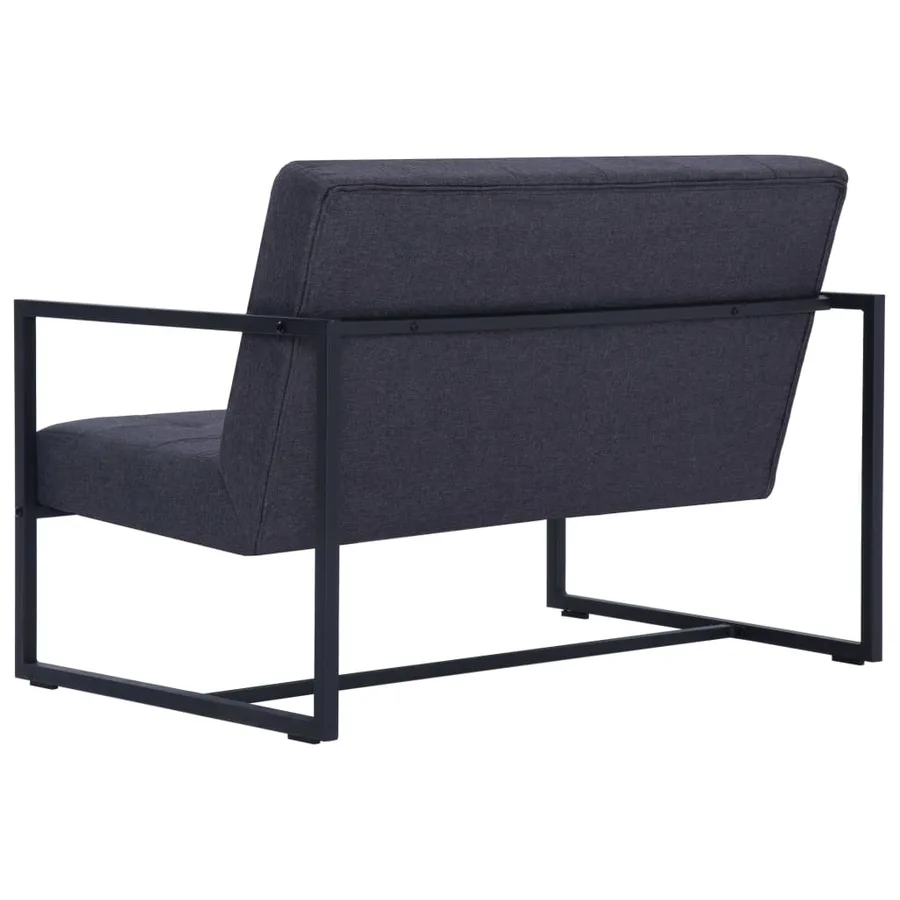 Sofa à 2 places avec accoudoirs Gris foncé Acier et tissu - 5