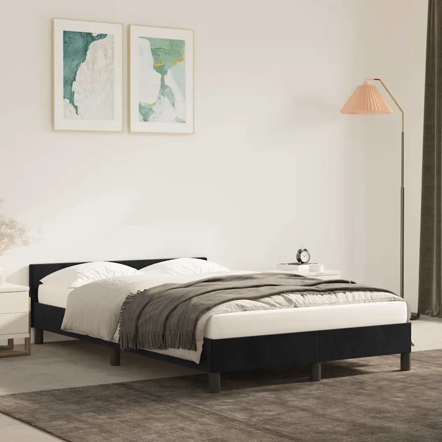 Cadre de lit sans matelas noir 120x200 cm velours