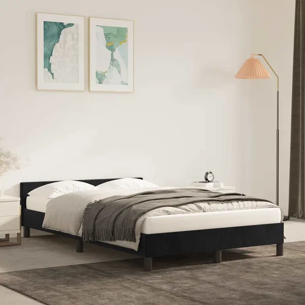 Cadre de lit sans matelas noir 120x200 cm velours