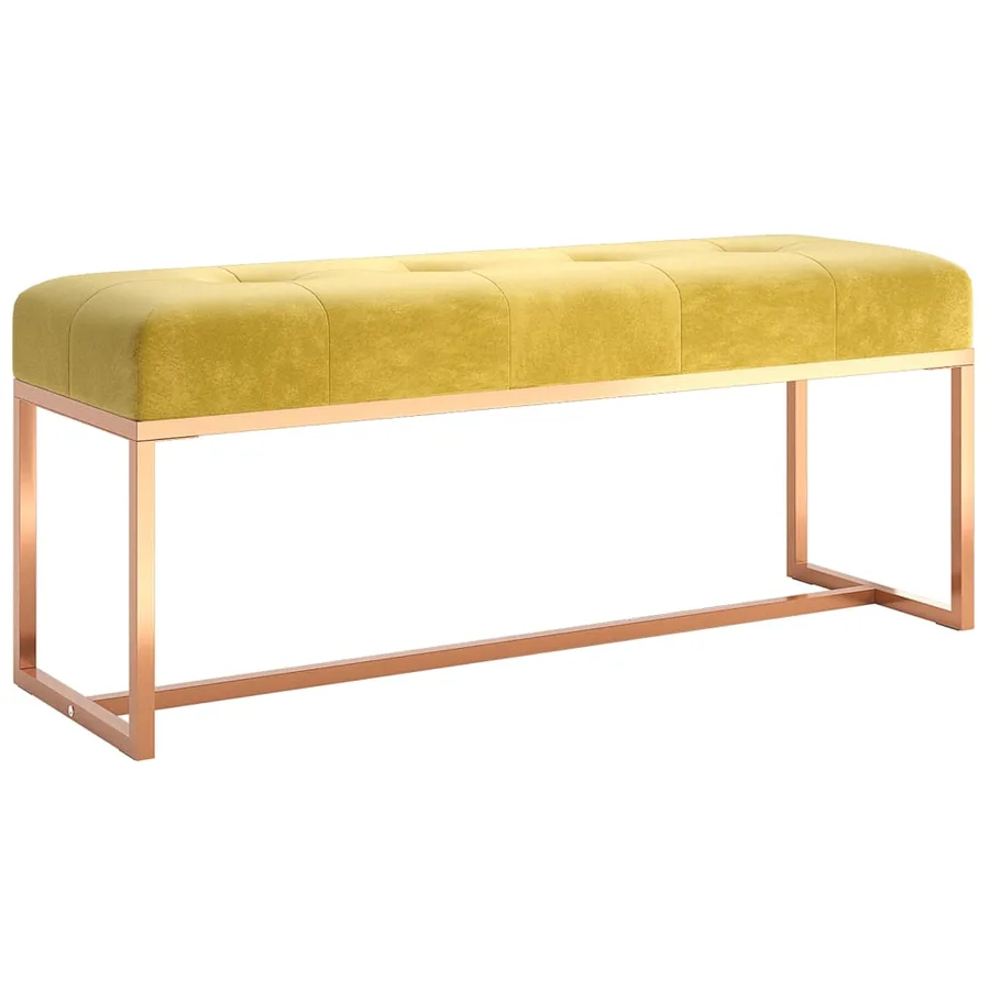 Banc Jaune moutarde 110x36x45 cm Velours - 2