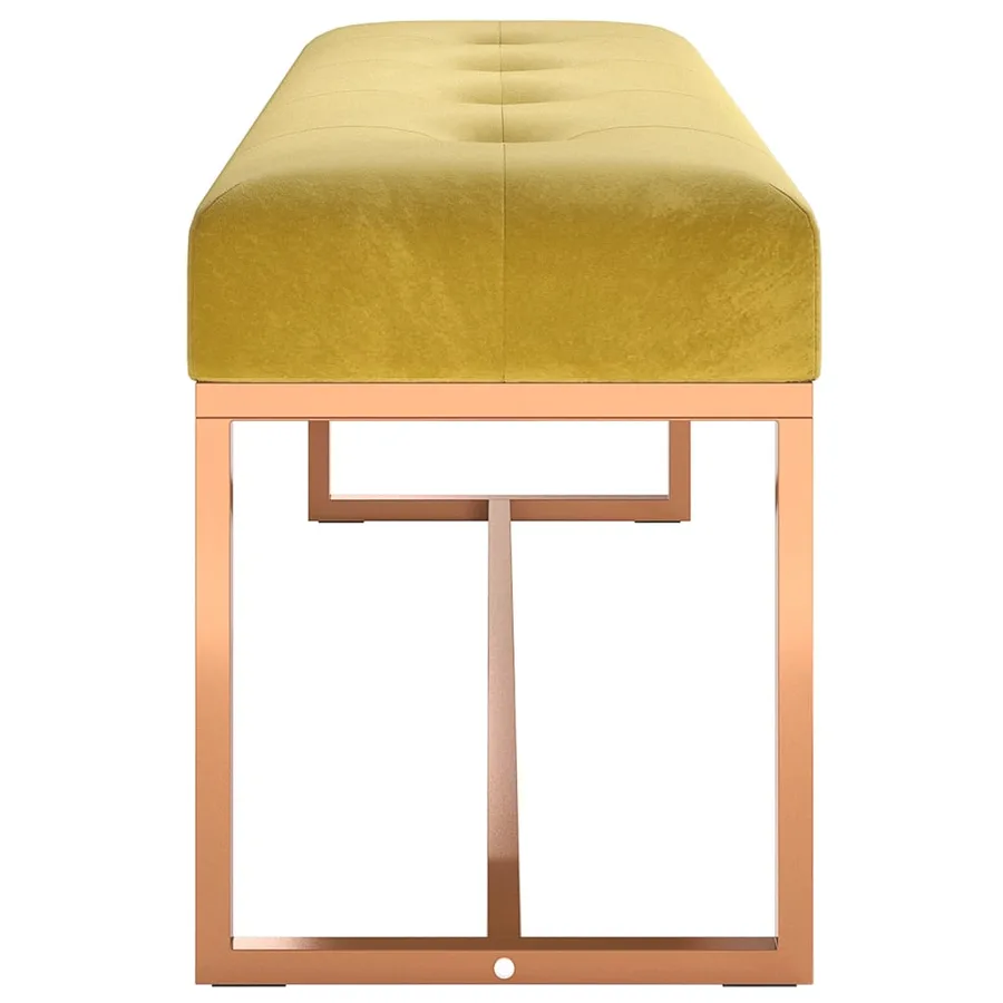 Banc Jaune moutarde 110x36x45 cm Velours - 4