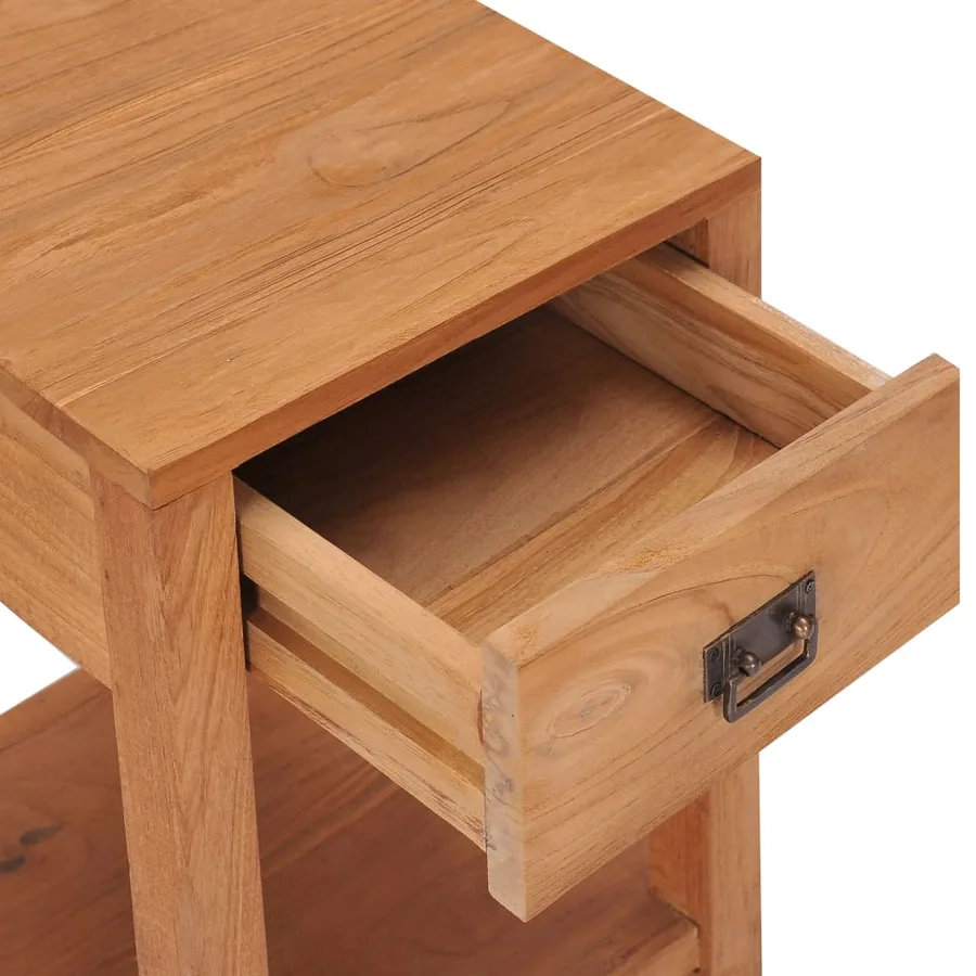 Table de chevet 35x35x50 cm bois de teck massif - 4