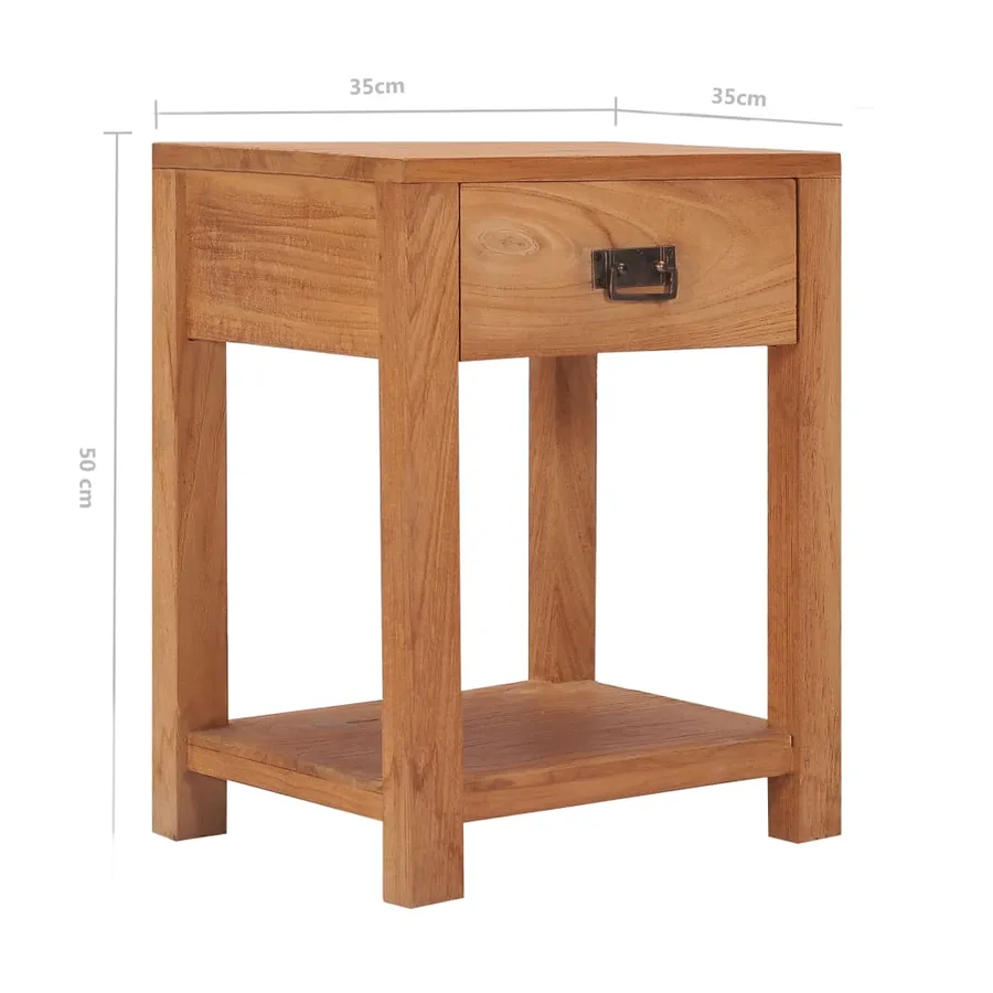 Table de chevet 35x35x50 cm bois de teck massif - 6
