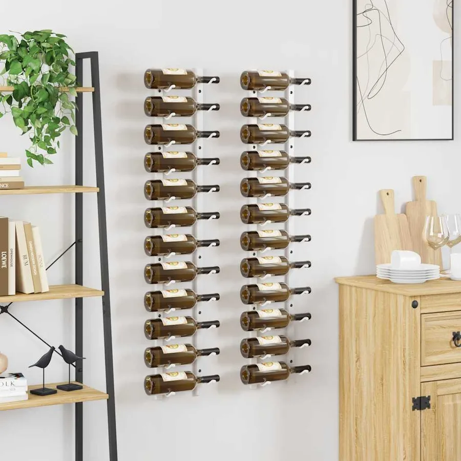Casier à vin mural pour 12 bouteilles 2 pcs Blanc Fer - 3