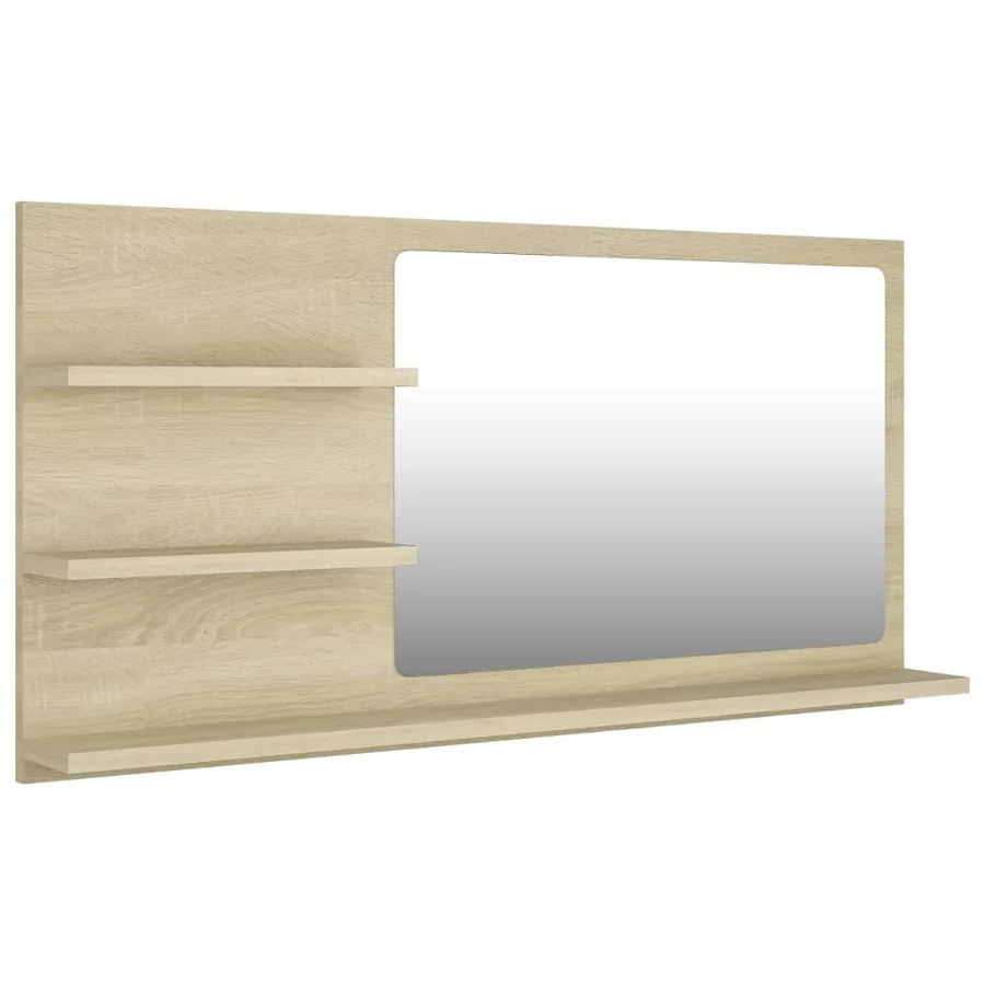 Miroir de salle de bain chêne sonoma bois d’ingénierie - 2