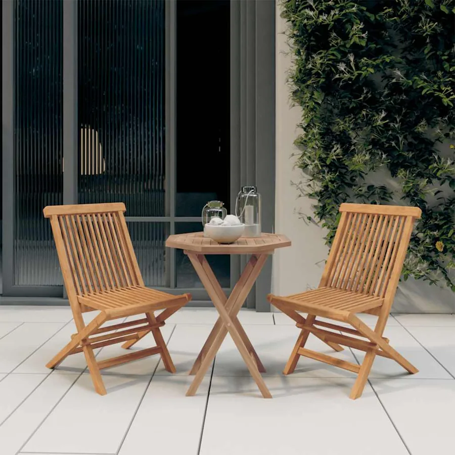 Ensemble à manger de jardin 3 pcs Bois de teck massif