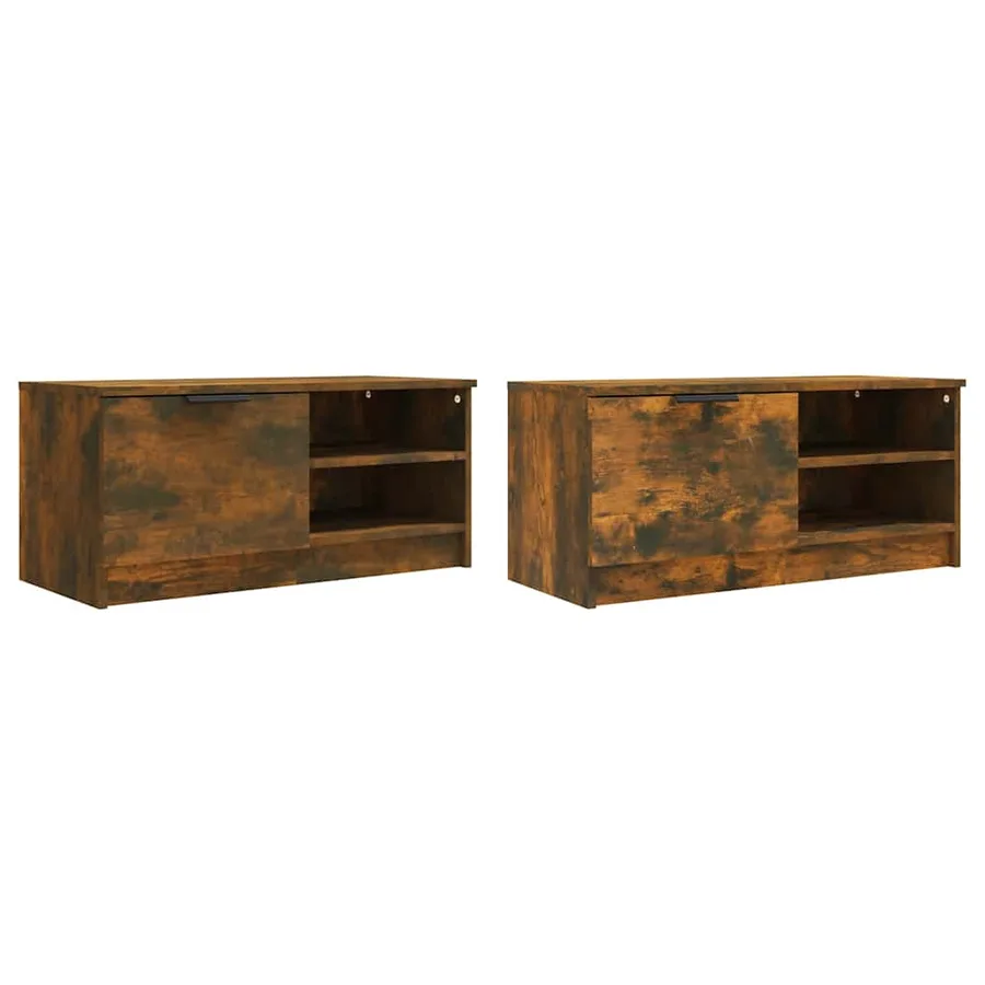 Meubles TV 2 pcs Chêne fumé 80x35x36,5 cm Bois d'ingénierie - 4