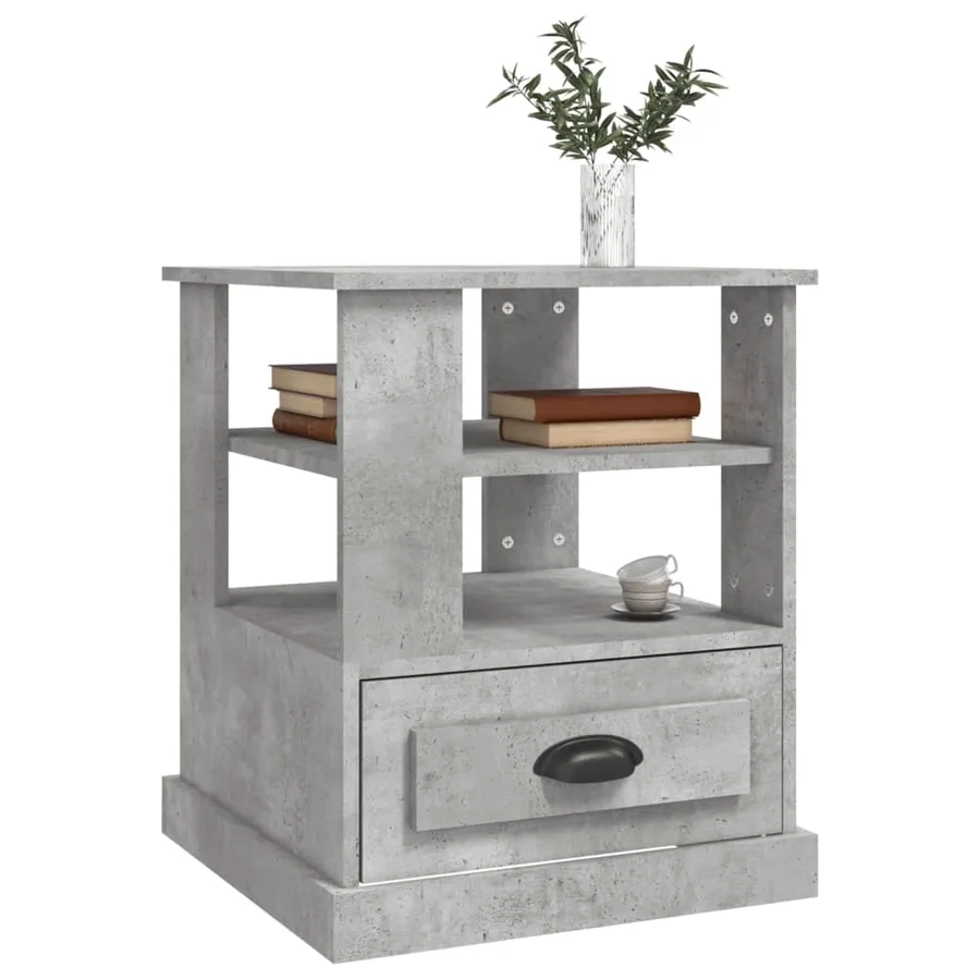 Table d'appoint gris béton 50x50x60 cm bois d'ingénierie - 4