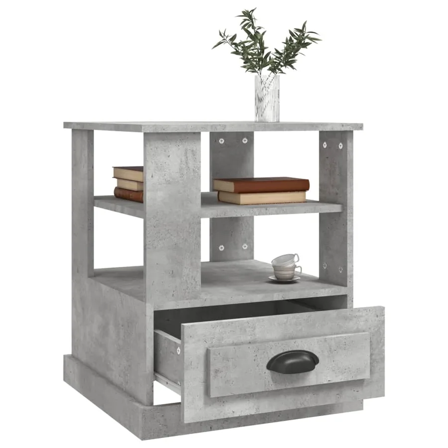 Table d'appoint gris béton 50x50x60 cm bois d'ingénierie - 5