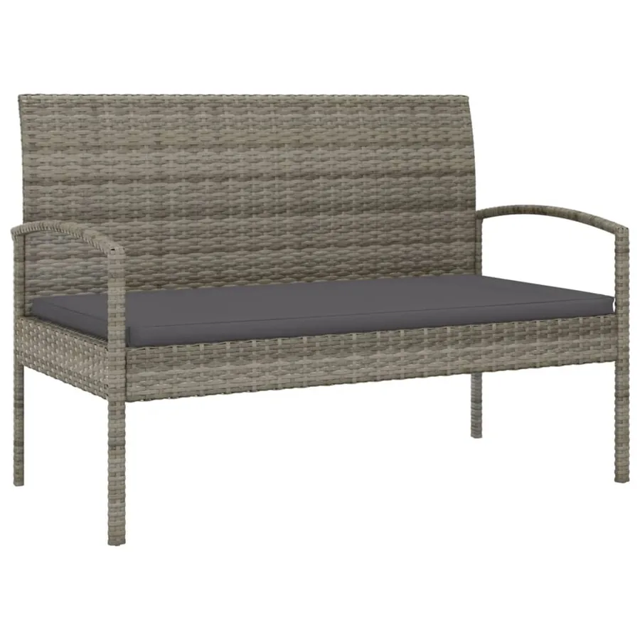 Banc de jardin avec coussin gris 105 cm résine tressée - 2