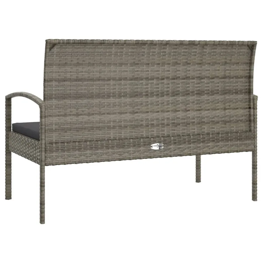 Banc de jardin avec coussin gris 105 cm résine tressée - 5