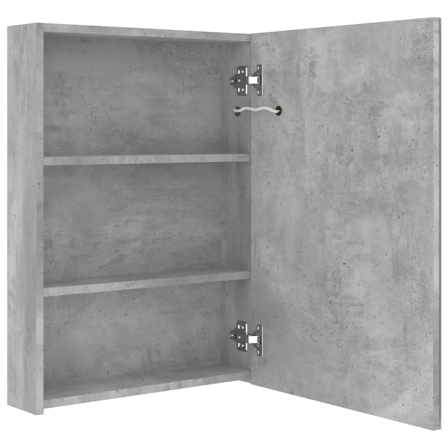 Armoire de salle de bain à miroir LED gris béton 50x13x70 cm - 5