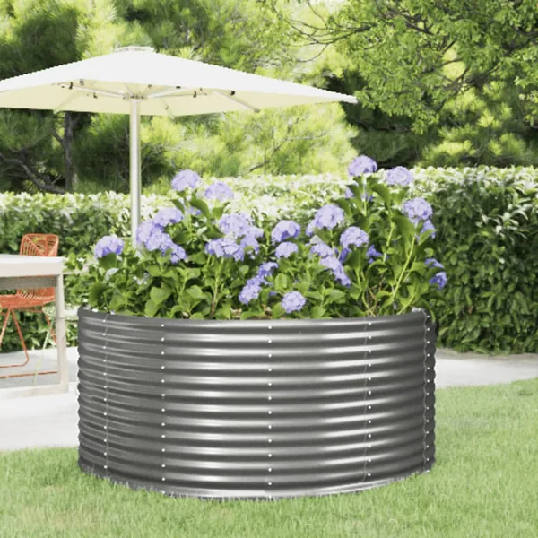 Lit surélevé de jardin Gris 140x140x68cm Acier galvanisé