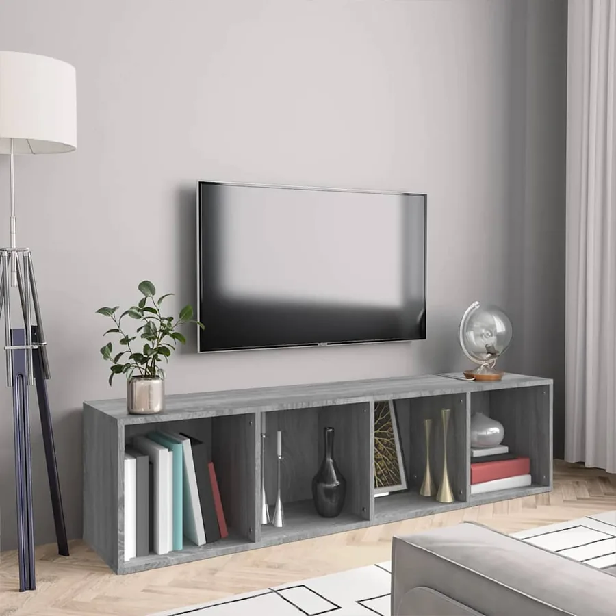 Bibliothèque/Meuble TV Sonoma gris 143x30x36cm Bois ingénierie