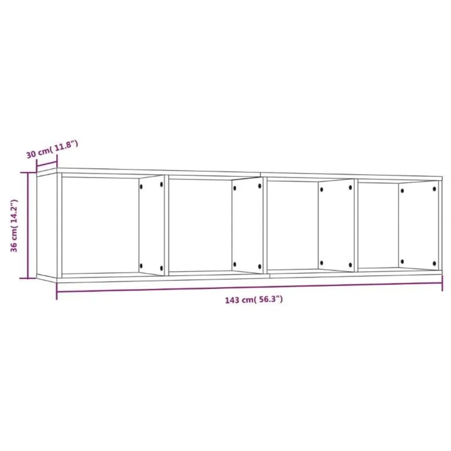 Bibliothèque/Meuble TV Sonoma gris 143x30x36cm Bois ingénierie - 8