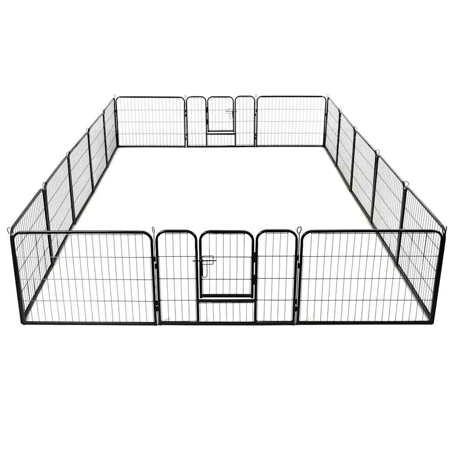 Parc pour chiens 16 panneaux Acier 60 x 80 cm Noir - 2