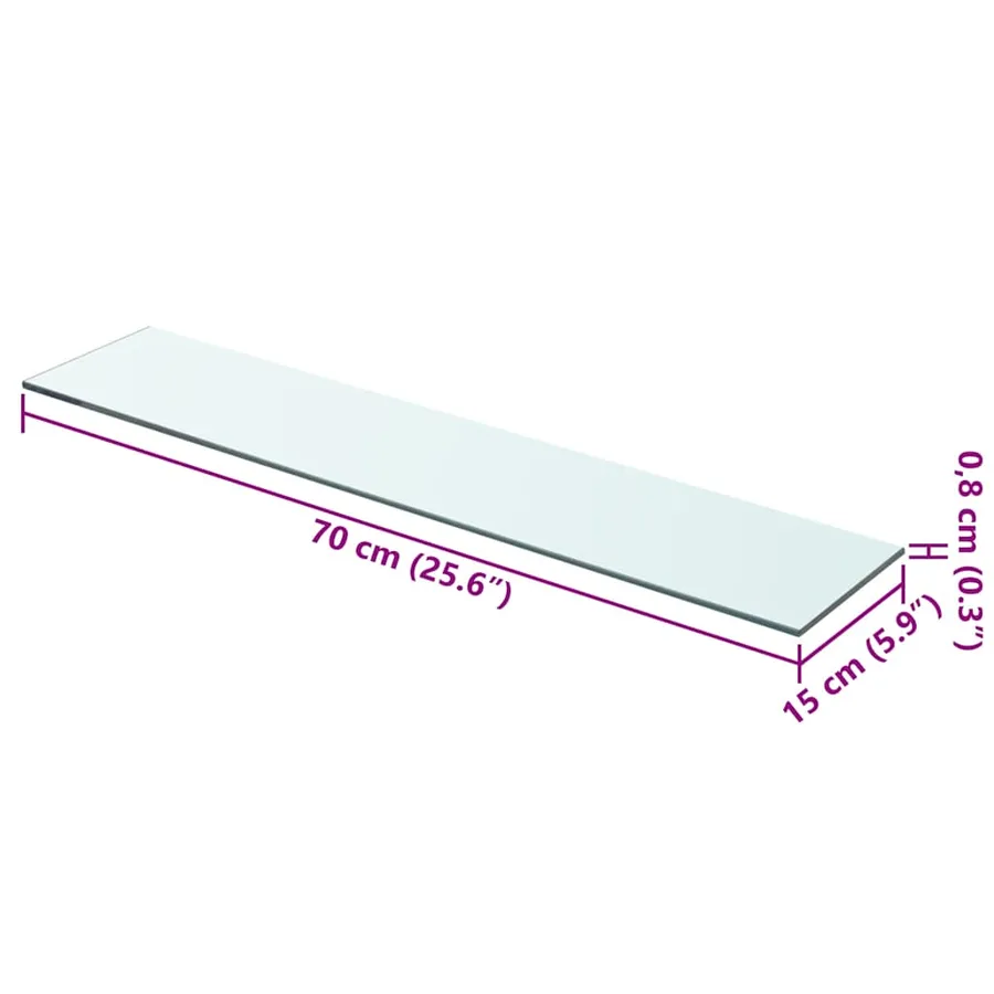 Panneaux d'étagère 2 pcs Verre Transparent 70x15 cm - 4