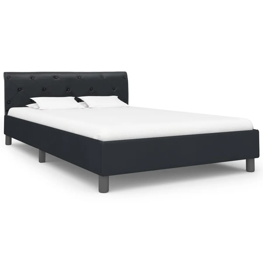 Cadre de lit sans matelas noir similicuir 120x200 cm - 2
