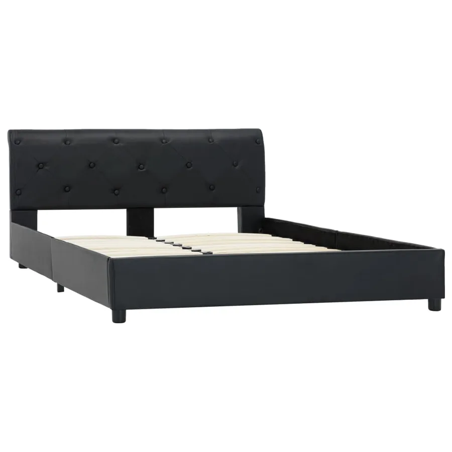 Cadre de lit sans matelas noir similicuir 120x200 cm - 3
