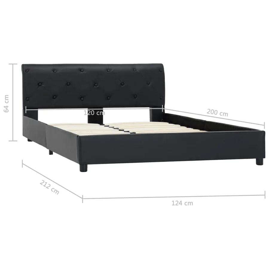 Cadre de lit sans matelas noir similicuir 120x200 cm - 8