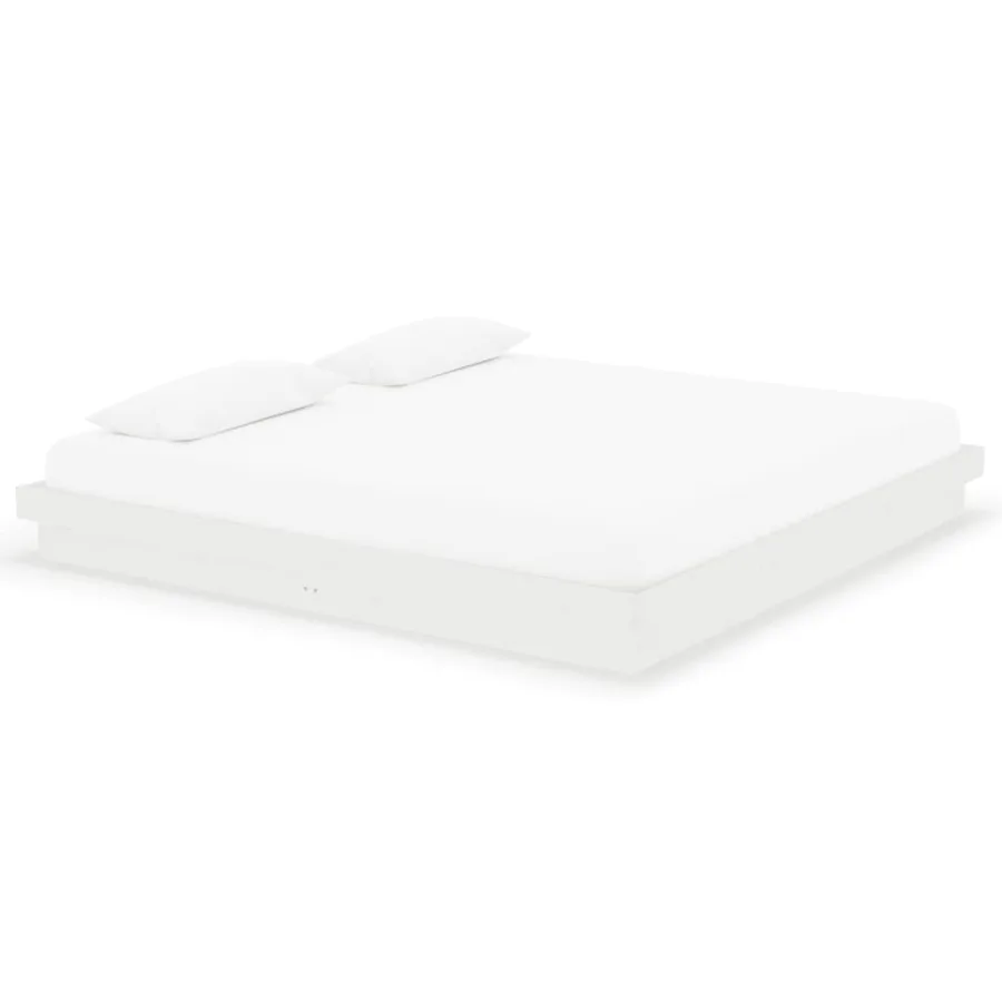 Cadre de lit sans matelas blanc bois massif 200x200 cm - 2