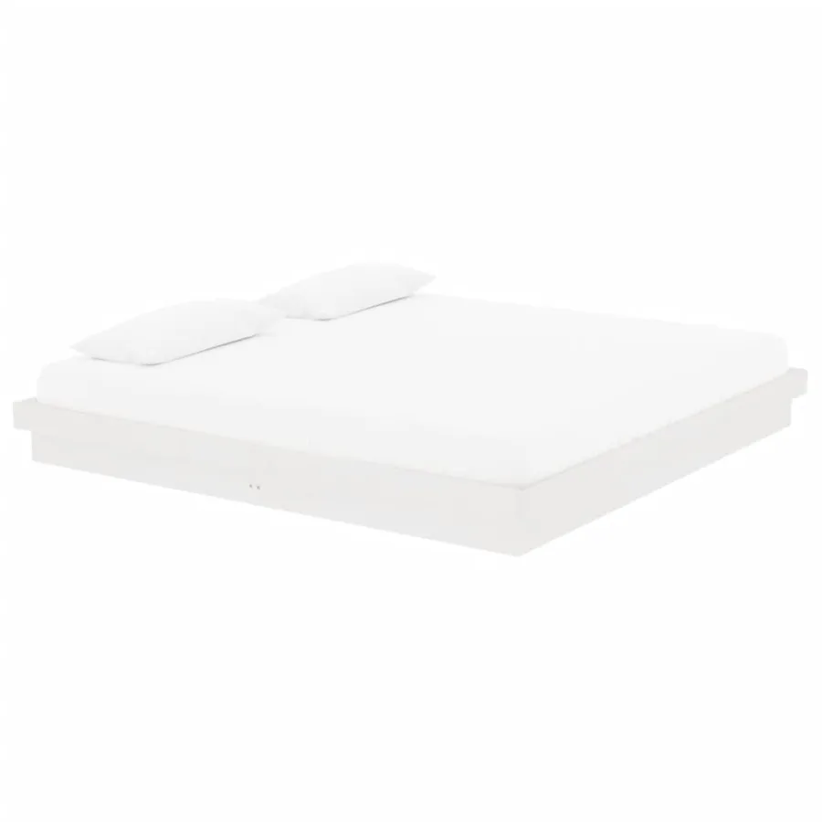 Cadre de lit sans matelas blanc bois massif 200x200 cm - 3