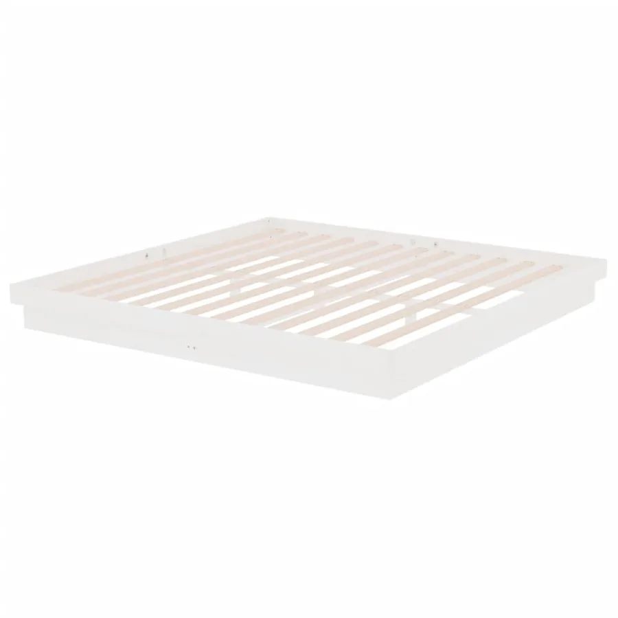 Cadre de lit sans matelas blanc bois massif 200x200 cm - 4