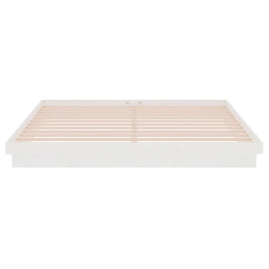 Cadre de lit sans matelas blanc bois massif 200x200 cm - 5