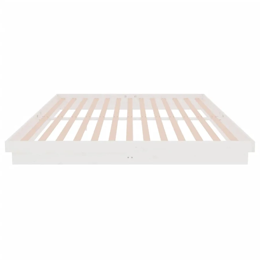 Cadre de lit sans matelas blanc bois massif 200x200 cm - 6
