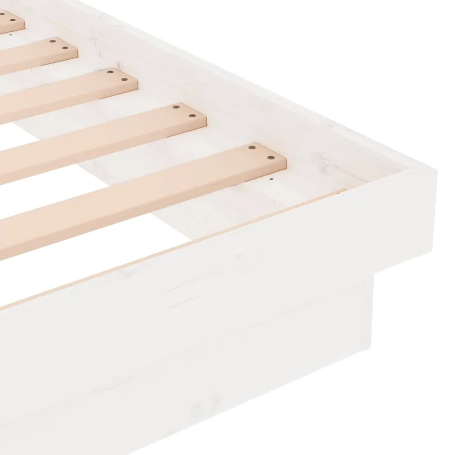 Cadre de lit sans matelas blanc bois massif 200x200 cm - 8