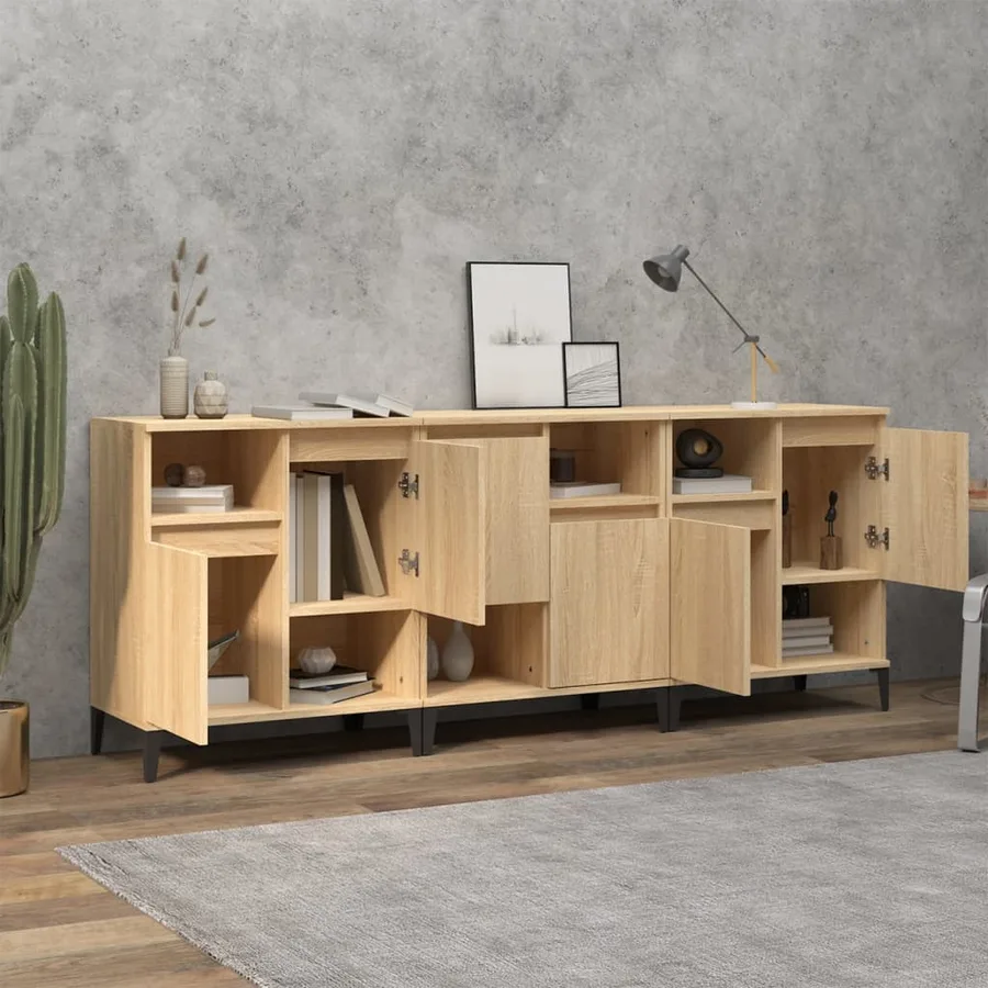 Buffets 3 pcs chêne sonoma 60x35x70 cm bois d'ingénierie - 3
